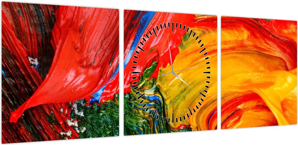 Obraz - Niebieska abstrakcja za pomocą pędzla (z zegarem) (90x30 cm)