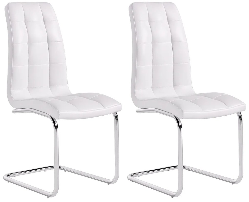 Zestaw 2 krzeseł NADYA – skóra syntetyczna – kolor biały