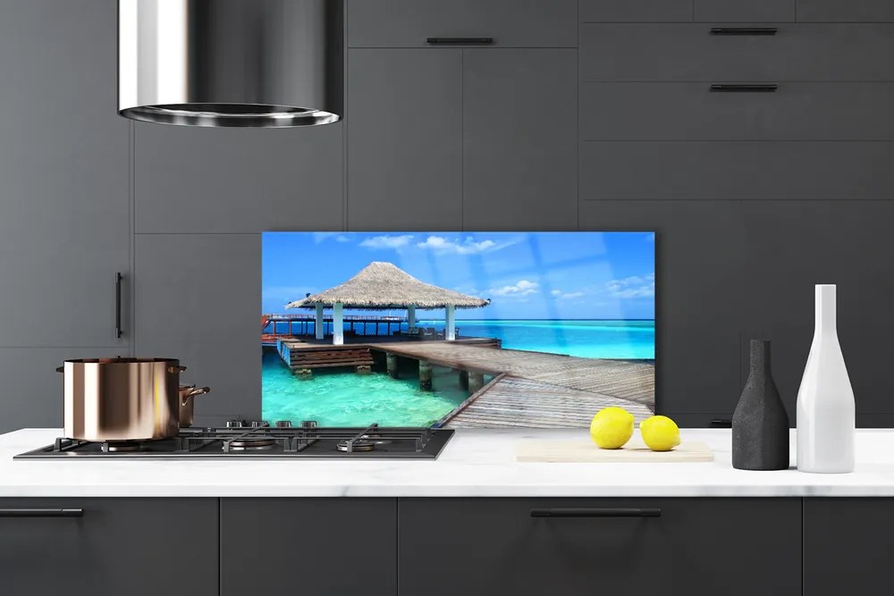 Szkło do Kuchni na Ścianę Most Nad Morskim Brzegiem