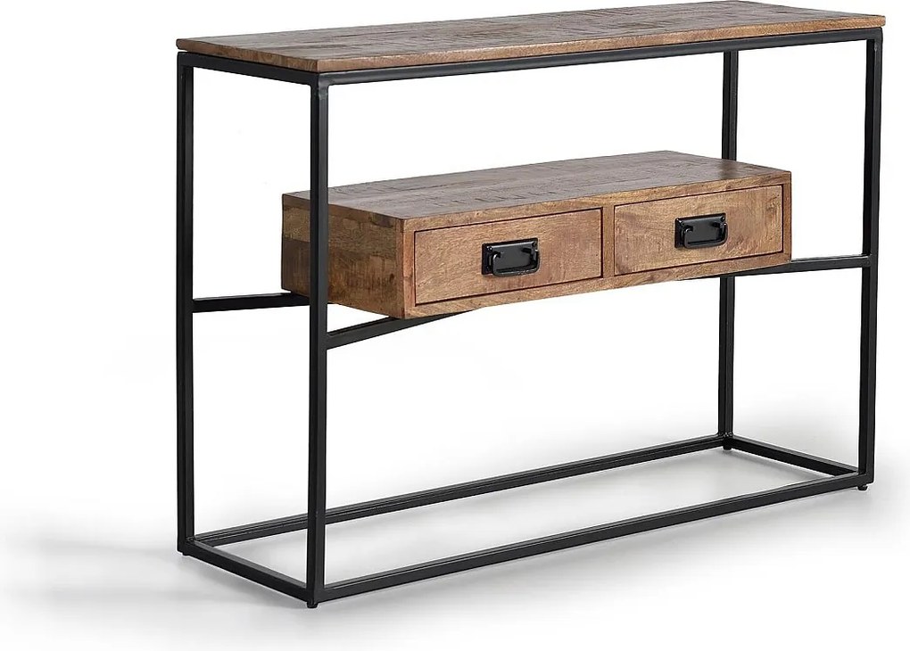 Konsola z drewna manguier i metalu