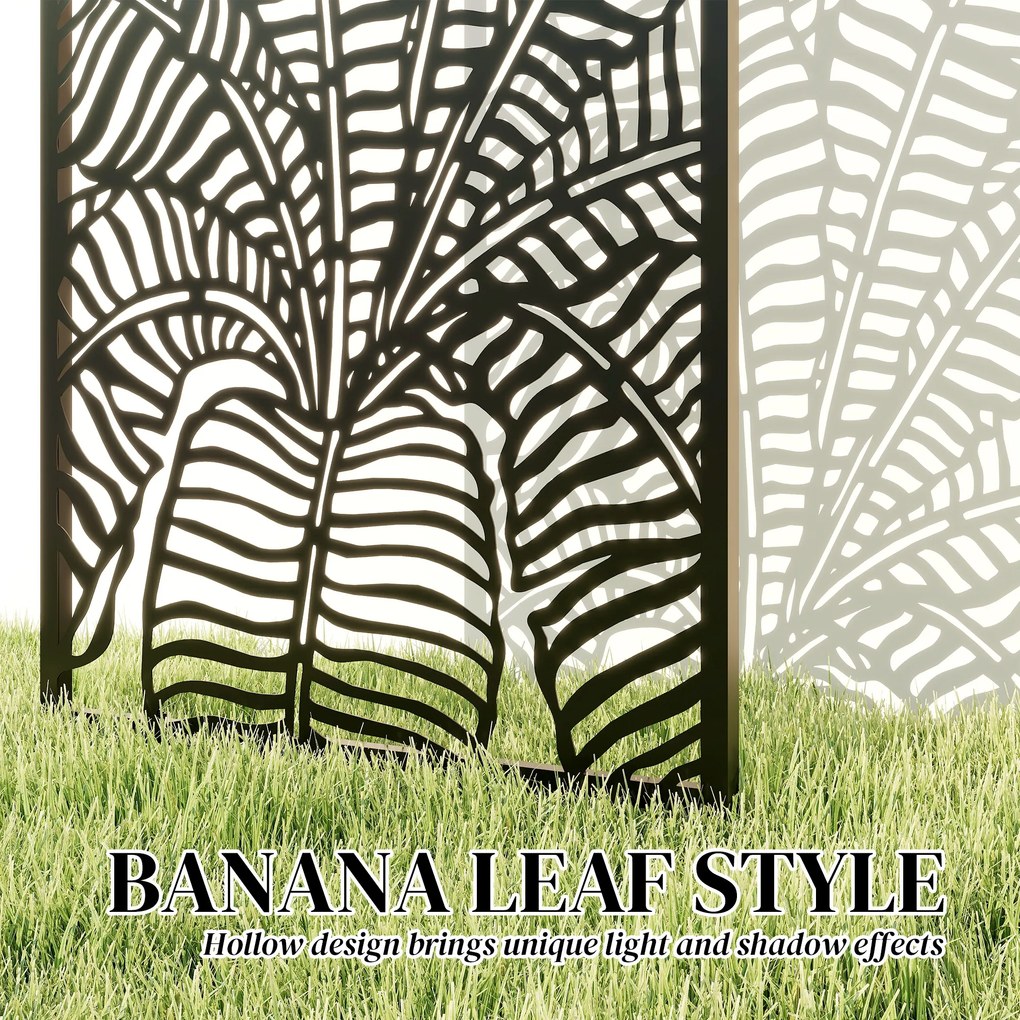 Outsunny Parawan 65 x 130 cm Wolnostojący Wiszący, Dekoracyjna Osłona z Metalu, Czarny | Aosom PL