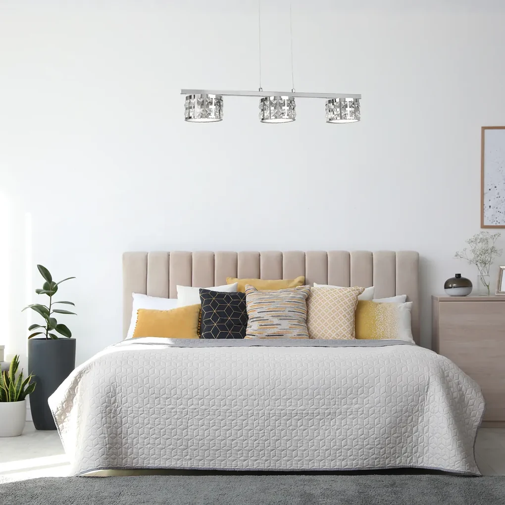 LAMPA WISZĄCA SREBRNA, Z KRYSZTAŁAMI ALEX 3X5W LED