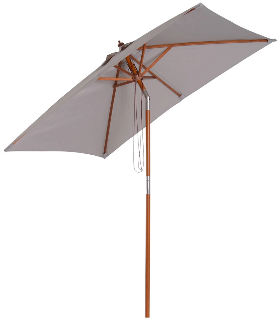 Outsunny Parasol Ogrodowy Zginany Szary Drewno Jodłowe Poliester 3Stopniowa Regulacja 200x150x230cm | Aosom PL