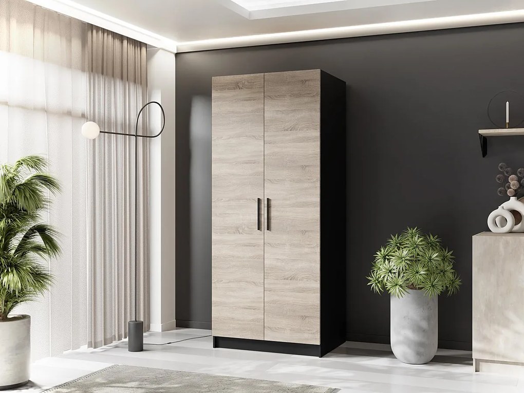 Szafa dwudrzwiowa GOLD 2D 78 czarny + dąb sonoma