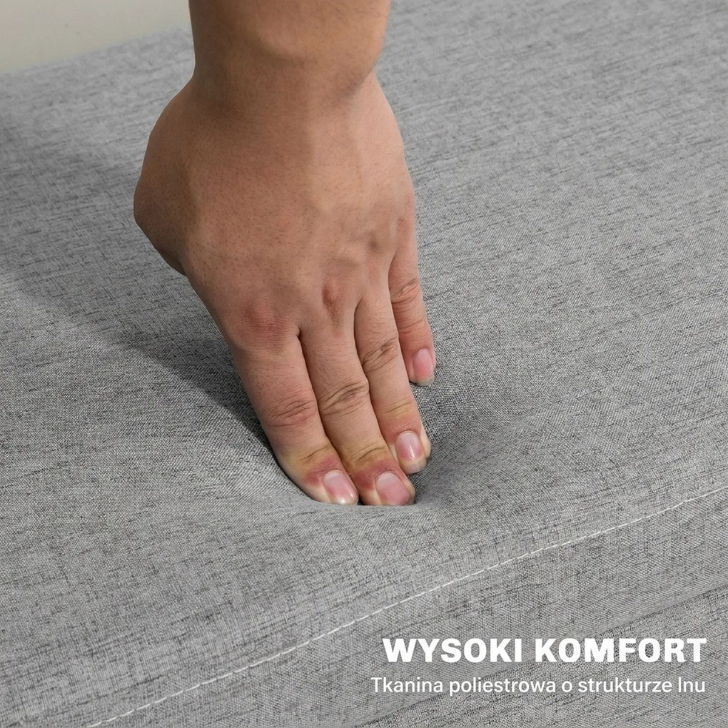 HOMCOM Ławka tapicerowana z przestrzenią do przechowywania, wykończenie w wyglądzie lnu, nogi z drewna kauczukowego, do 220 kg, 110x39x45cm, szara