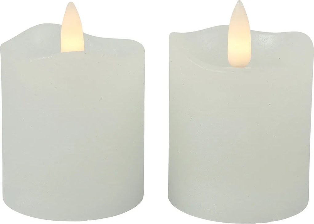 LED świeca słupkowa LYON 8 cm biała, zestaw 2 szt.