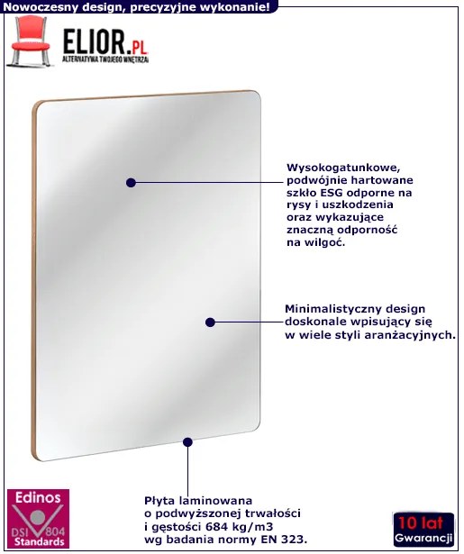 Prostokątne wiszące lustro łazienkowe M0-N15