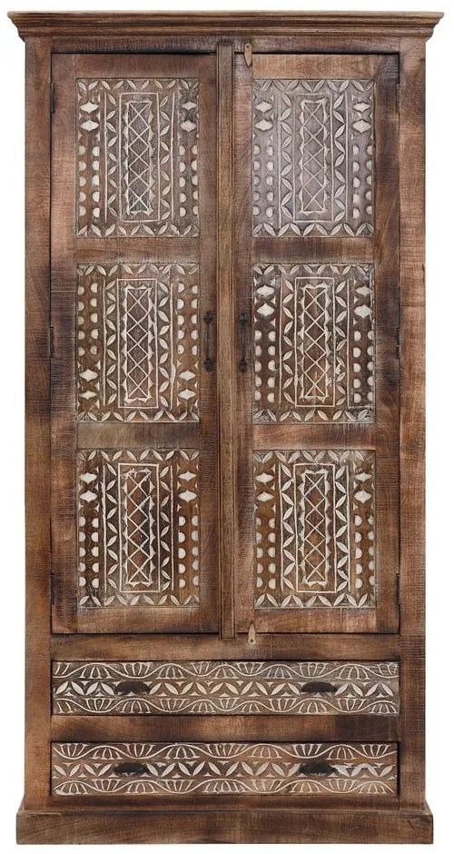 Brązowa szafa z litego drewna mango 190x45 cm Maneesh – Støraa