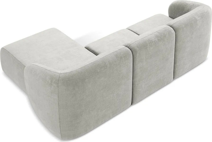 Jasnoszary narożnik z tkaniny szenilowej (prawostronny/z szezlongiem) Lani – Makamii