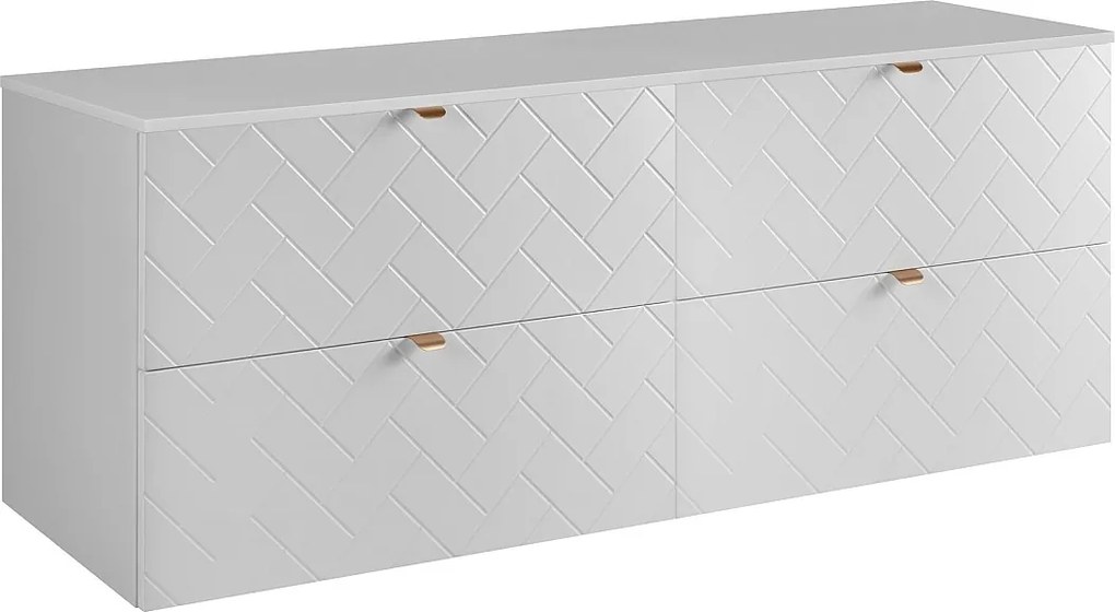 Meble łazienkowe, Biały Mat, 160 x 57 x 46 cm, złote uchwyty