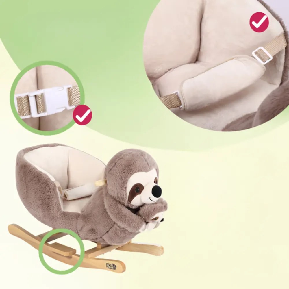 Leniwiec na biegunach z pasem bezpieczeństwa, brązowy Spielwerk