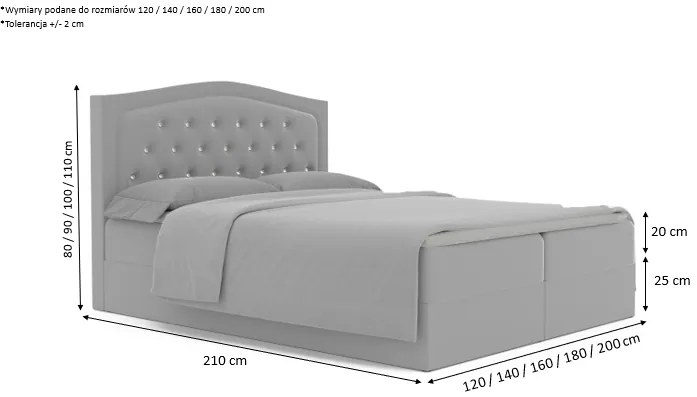 Łózko kontynentalne GLAM 2 - 120x200