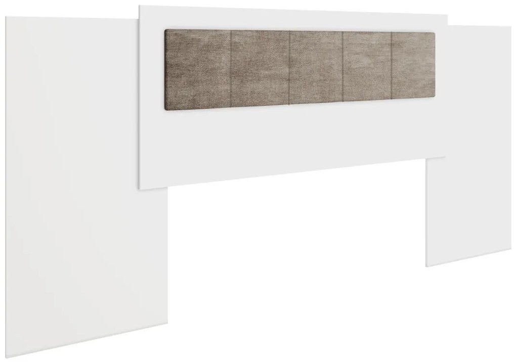 Zagłówek łóżka regulowany 140/160/180 cm - Biały i taupe - KYLANA