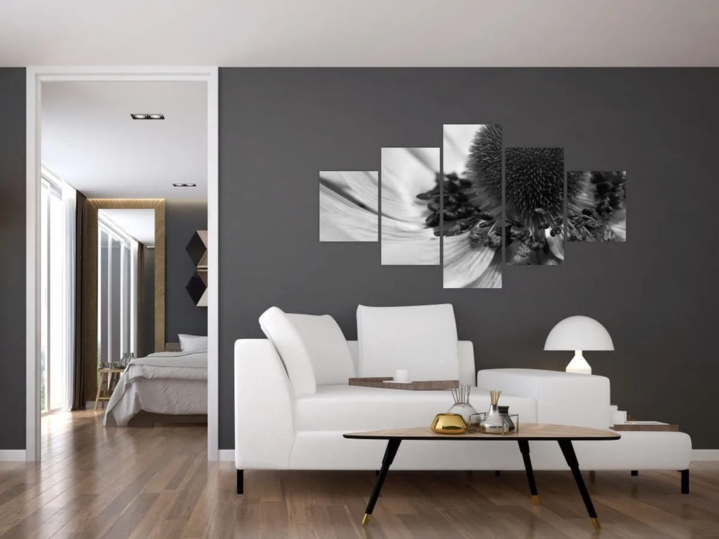 Obraz - Kwiat w czerni i bieli (125x70 cm)