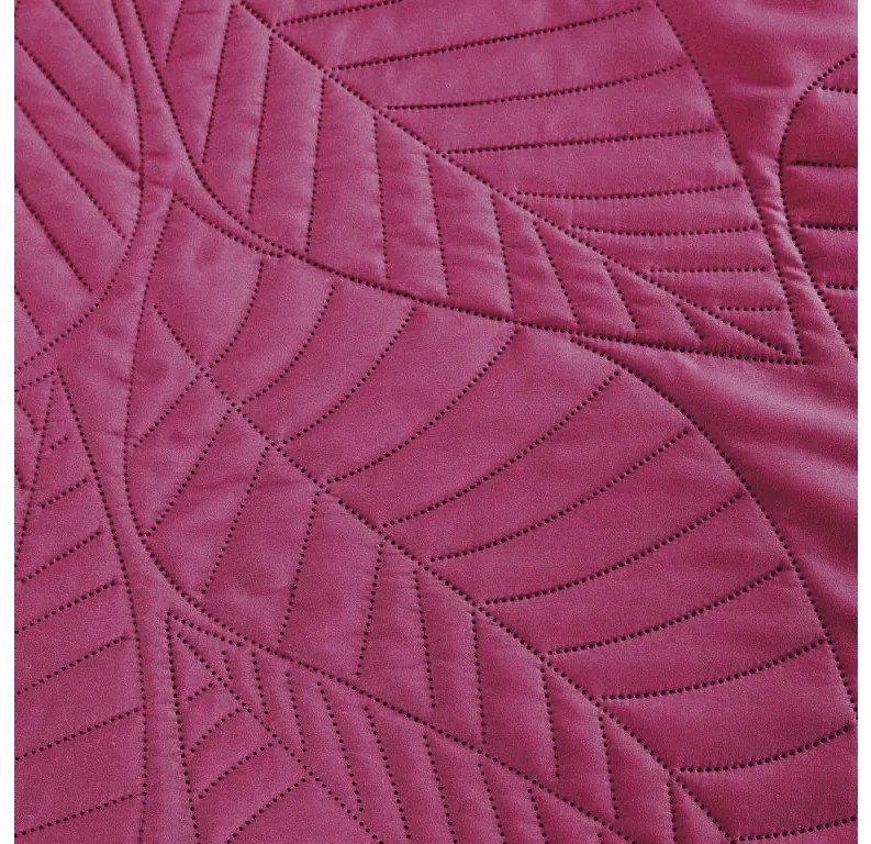 Fioletowa narzuta na łóżko z wzorem LEAVES Rozmiar: 200 x 220 cm