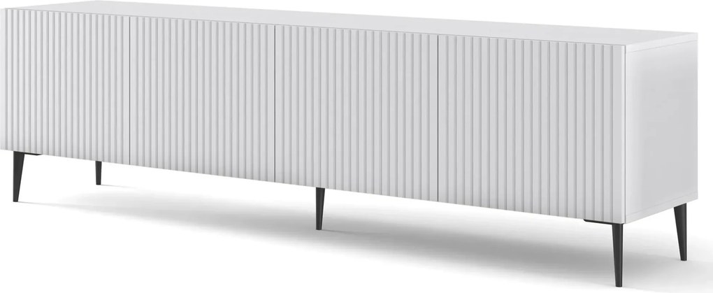 Biała szafka na TV z lamelami 200 cm L1-N59