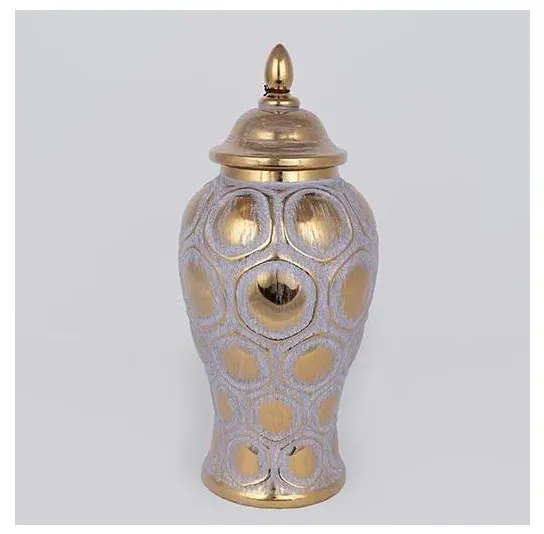 Słoik ceramiczny 35x18,5 cm złoty/szary