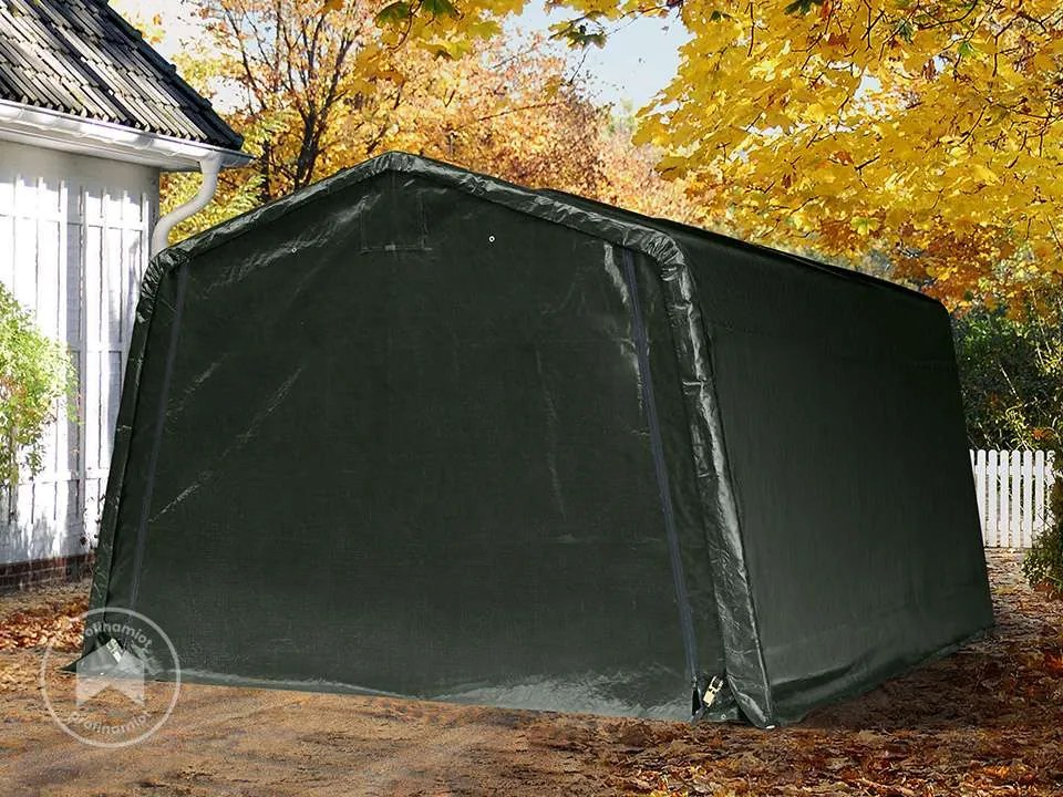 TOOLPORT 3,3x4,7m, Plandeka PE, Namiot garażowy, ciemnozielony - (8050)