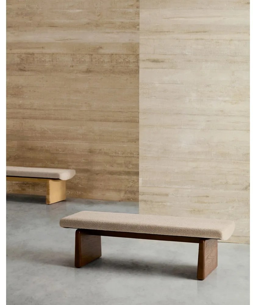 Beżowo-ciemnonaturalna ławka z tkaniny szenilowej Topaz – Kave Home