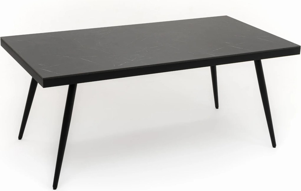 Stół prostokątny BELIZE 180 x 90 cm czarny blat HPL CARRARA BLACK nowoczesny