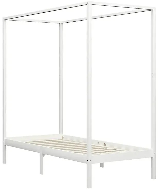 Białe pojedyncze łóżko z baldachimem 100x200cm H8-B74