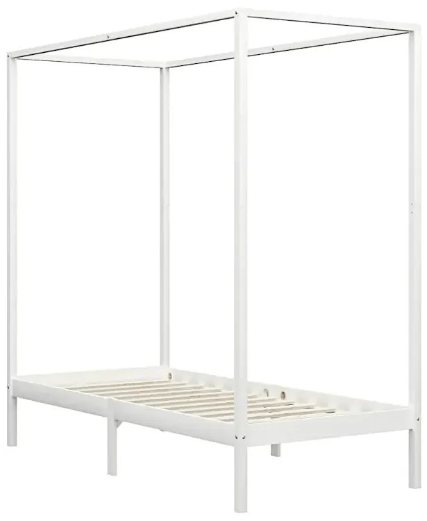 Białe pojedyncze łóżko z baldachimem 100x200cm - Tamai