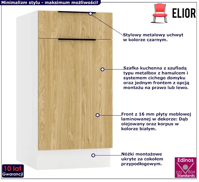 Dolna szafka kuchenna z szufladą dąb olejowany - Bixor 7X
