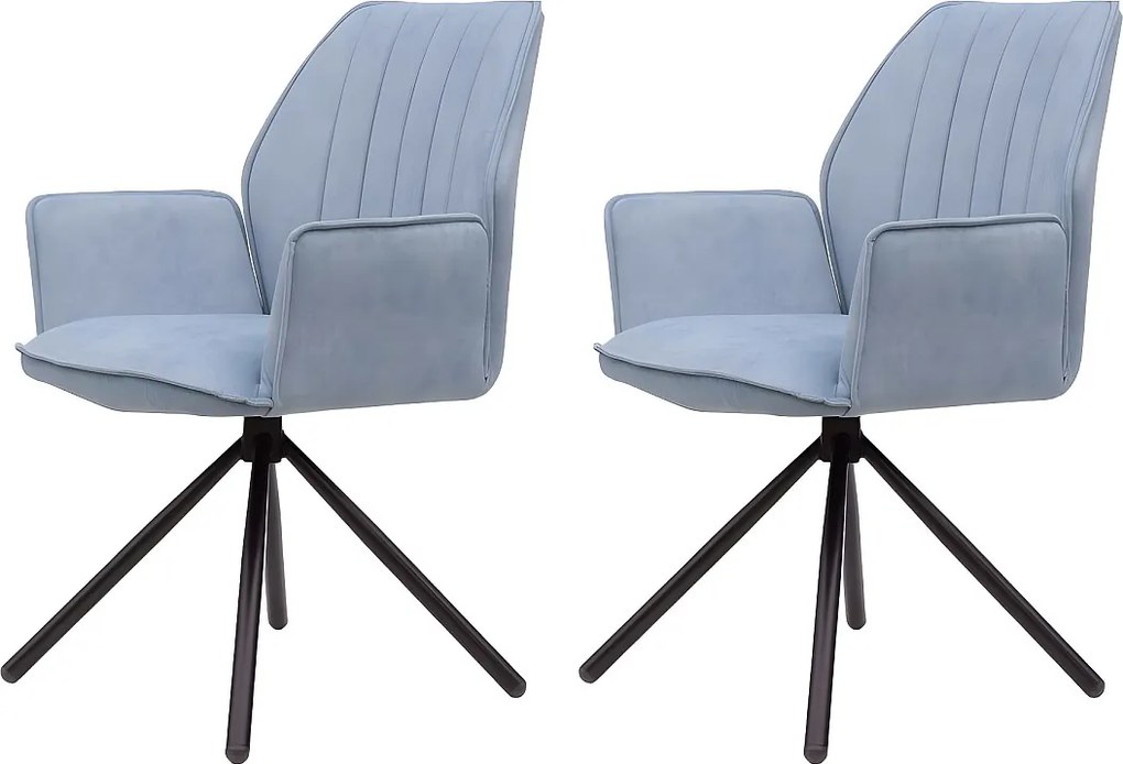 Zestaw krzeseł 2 szt. - tkanina i czarny metal - jasnoniebieski - JANSON