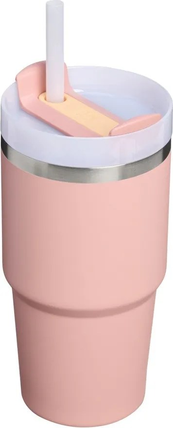Brzoskwiniowy termos ze stali nierdzewnej ze słomką 600 ml Quencher H2.O FlowState™ Tumble Peach Rose – Stanley