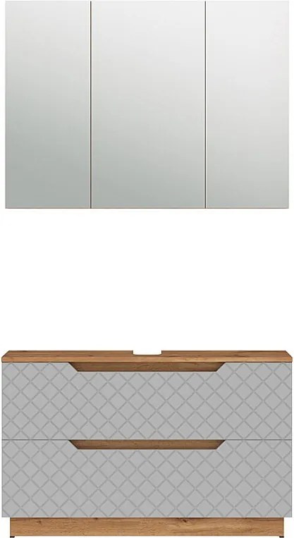 Zestaw mebli łazienkowych dąb/szary ze strukturą płytek 99.4x32x62.5 lotta