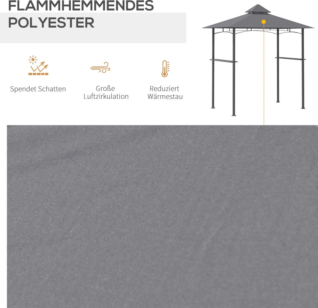 Outsunny pawilon grillowy z podwójnym dachem hamujący płomienie szary 245x148x255 cm Aosom PL