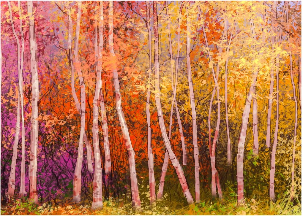 Obraz kolorowego lasu (70x50 cm)