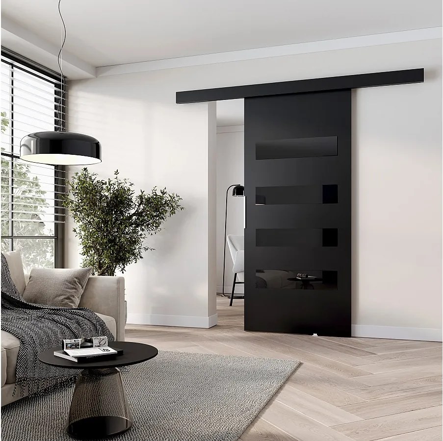 MINIO go for it, Drzwi przesuwne wewnętrzne CLEAN F 96 cm  w kolorze czarnym