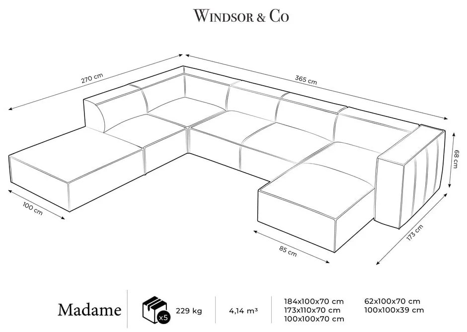 Ciemnobrązowy skórzany narożnik (lewostronny) Madame – Windsor &amp; Co Sofas