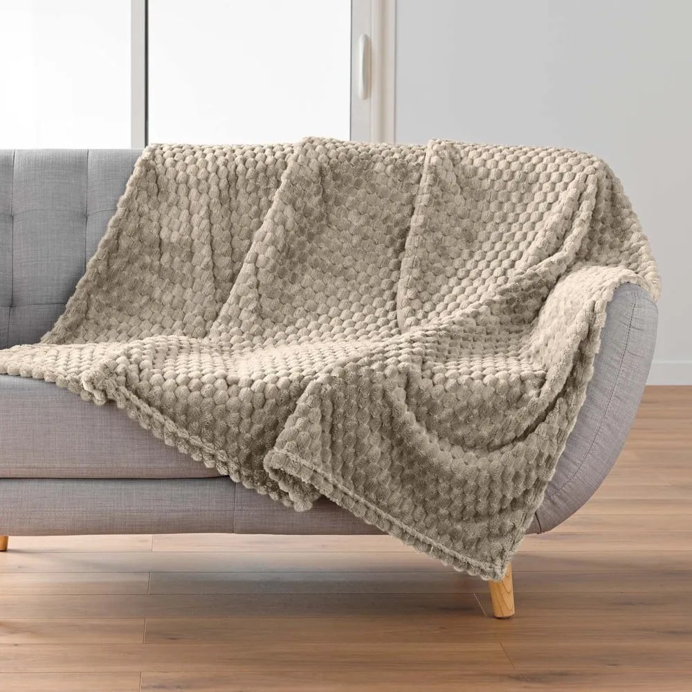 Szarobrązowy koc z mikfroflaneli 125x150 cm Mini Frosty – douceur d'intérieur