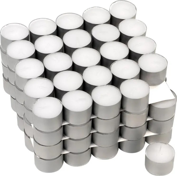 Białe świeczki tea light, bez zapachów, białe, 100 sztuk