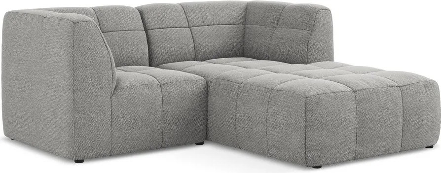 Szary narożnik z materiału bouclé (prawostronny/z szezlongiem) Aloha – Makamii