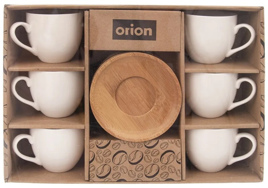 Białe porcelanowe filiżanki zestaw 6 szt. do cappuccino/ze spodkiem 110 ml Whiteline – Orion