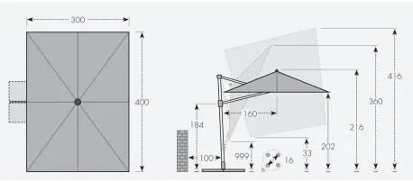 LIFE 300 x 400 cm – huśtawka ogrodowa z bocznym drążkiem : Substancja Desen - 822