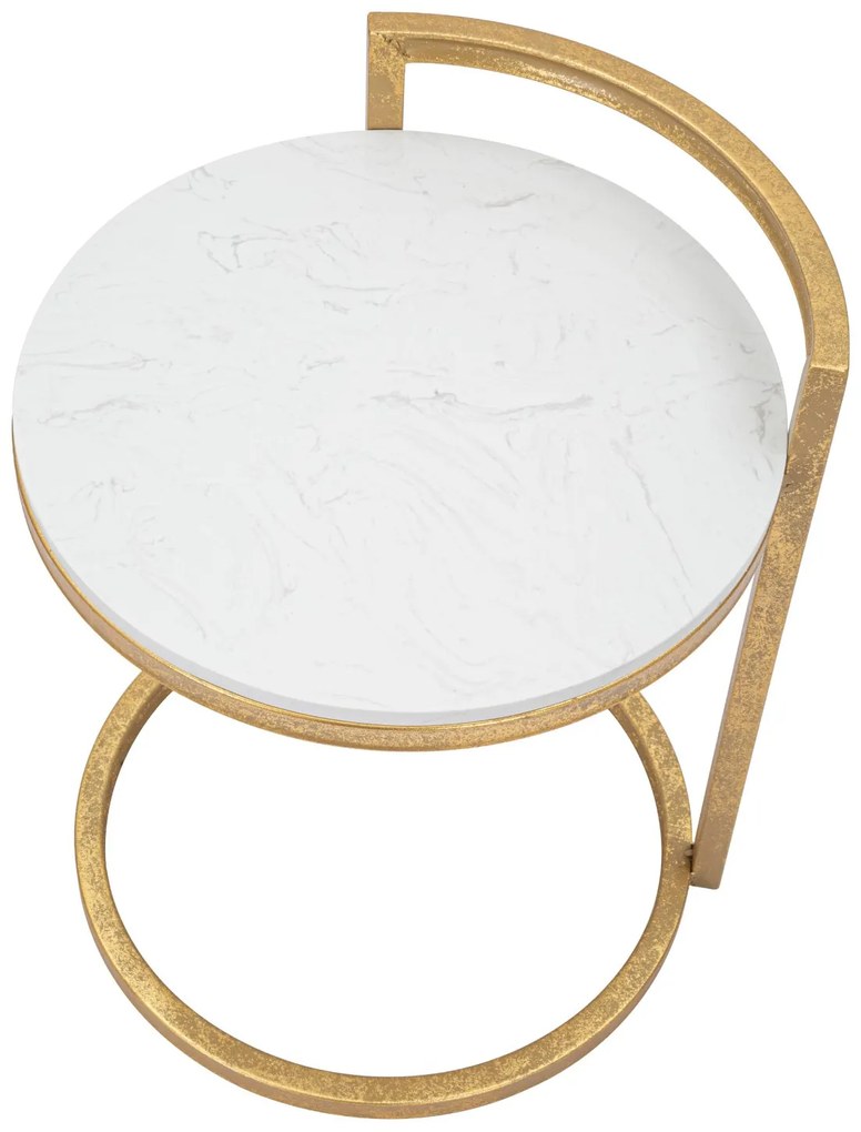 Stolik kawowy z blatem z imitacji marmuru, Ø 40 cm