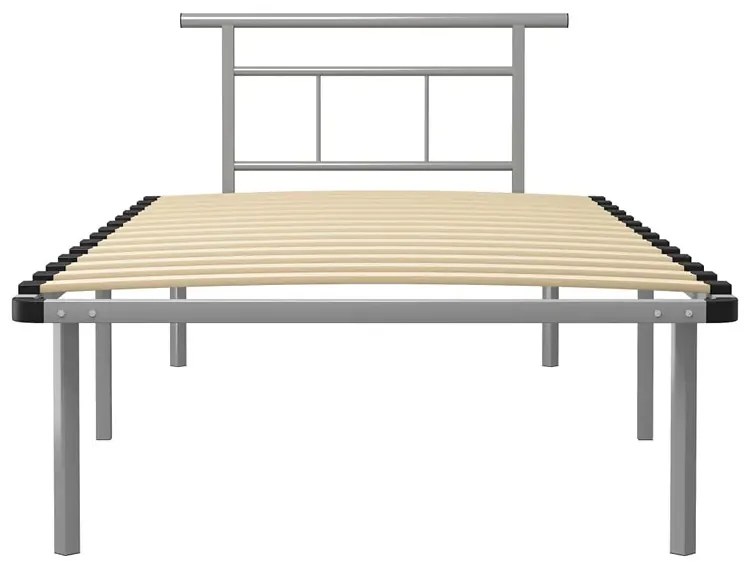 Szare metalowe łóżko pojedyncze 100x200 cm - Nikel