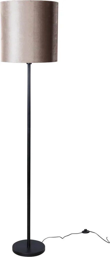 Lampa podłogowa czarna z abażurem z weluru taupe 50 cm - Simplo