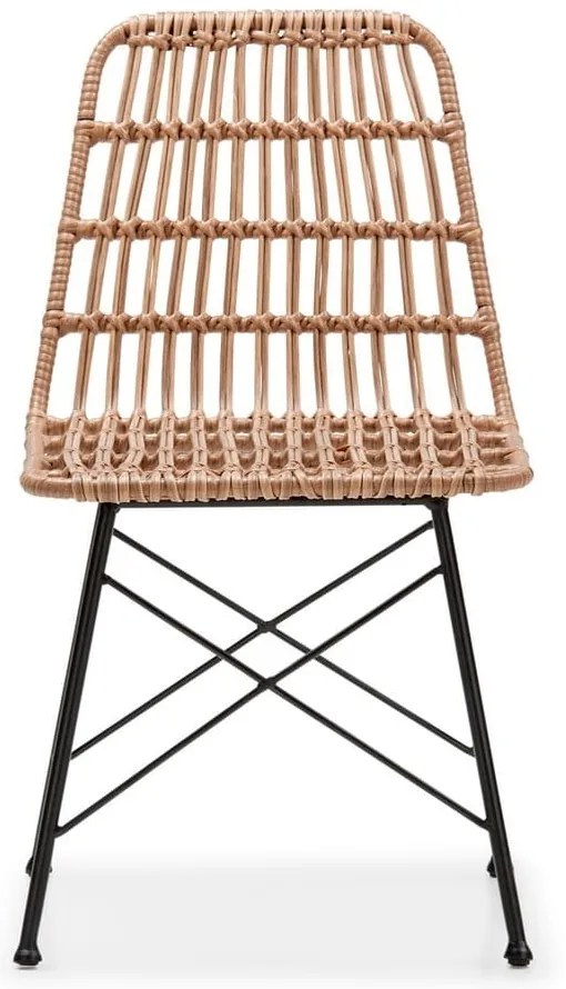 Zestaw 4 rattanowych krzeseł Gabriela i czarnego stołu Strong – Bonami Essentials