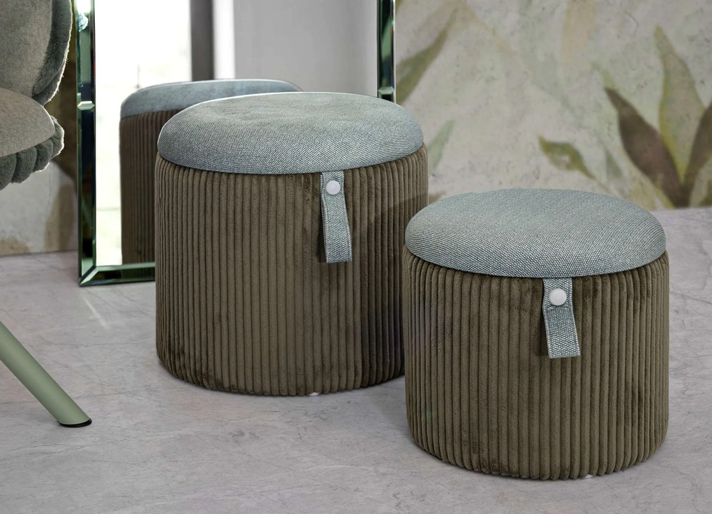 Zestaw puf ze schowkiem BOLZANO, Ø 38 cm, Ø 32 cm