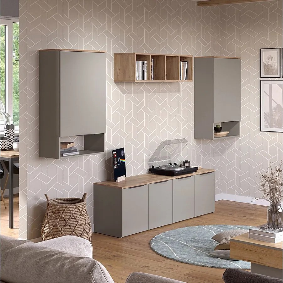 Ściana w salonie szary 80x40x50 wido