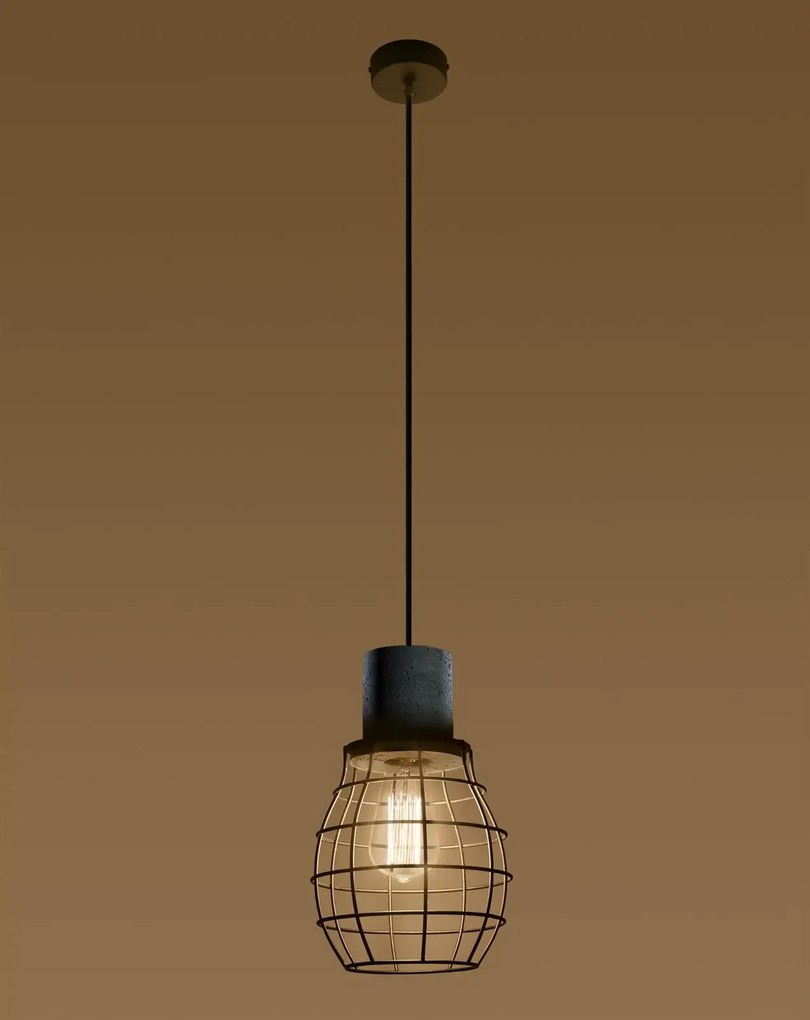 Lampa wisząca LUGO czarna/beton SOLLUX  LIGHTING