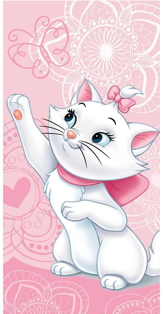 Różowy bawełniany ręcznik dziecięcy 70x140 cm Marie Cat "Butterfly" – Jerry Fabrics