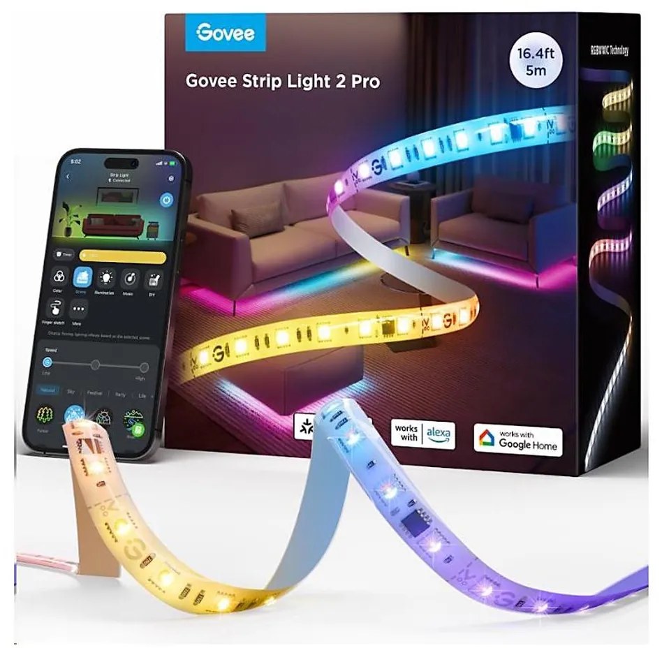 Govee - LED RGBWWIC Taśma ściemnialna Strip Light 2 Pro 5m Wi-Fi Matter