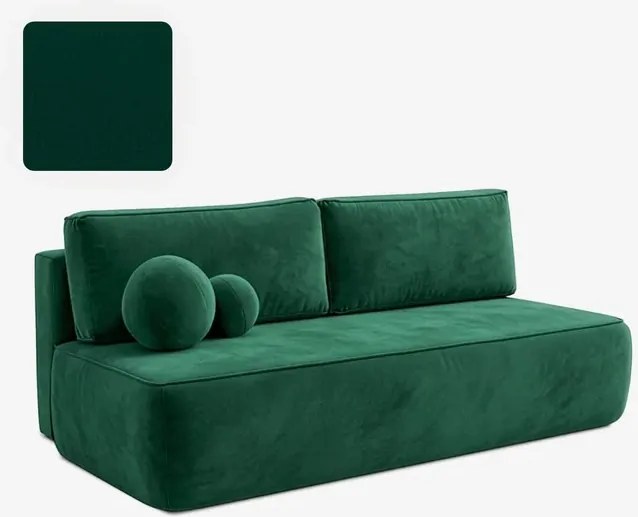 Sofa z Funkcją Spania ARVETO Zielona Welurowa Nowoczesna