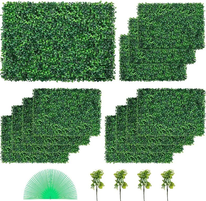 Sztuczne Panelki Buksowe SucceBuy 61 x 40,6 cm 12 Sztuk, Sztuczne Mury z Buksów, Oporne na UV